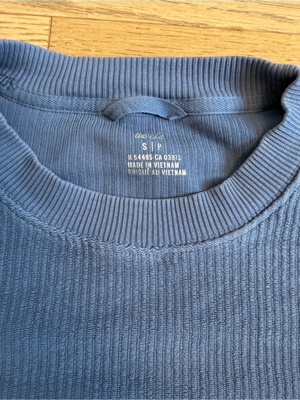 Aerie New Love Corded Cropped Crew Sweatshirt & Shorts Set in Somber Navy, S - Picture 2 of 7